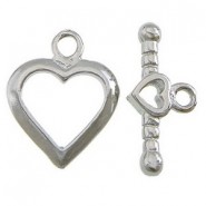 Metal Toggle clasp Heart Antique silver